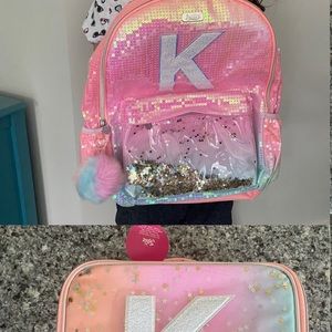 New justice letter K backpack and lunchbox